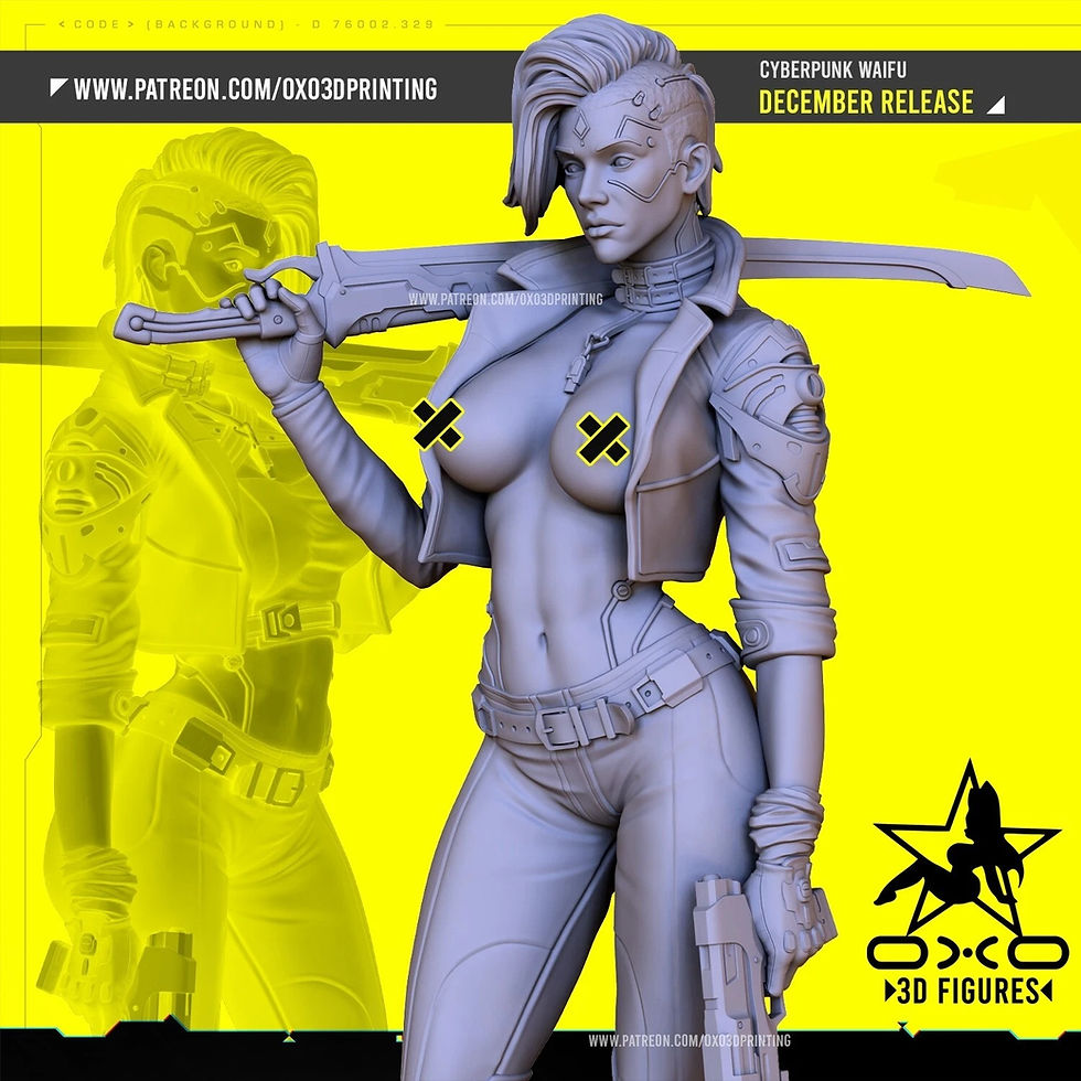 Miniaturbild: CyberPunk Waifu NSFW - 1 x Unpainted Large Scale 3D Resin Printed Model Kit- OXO