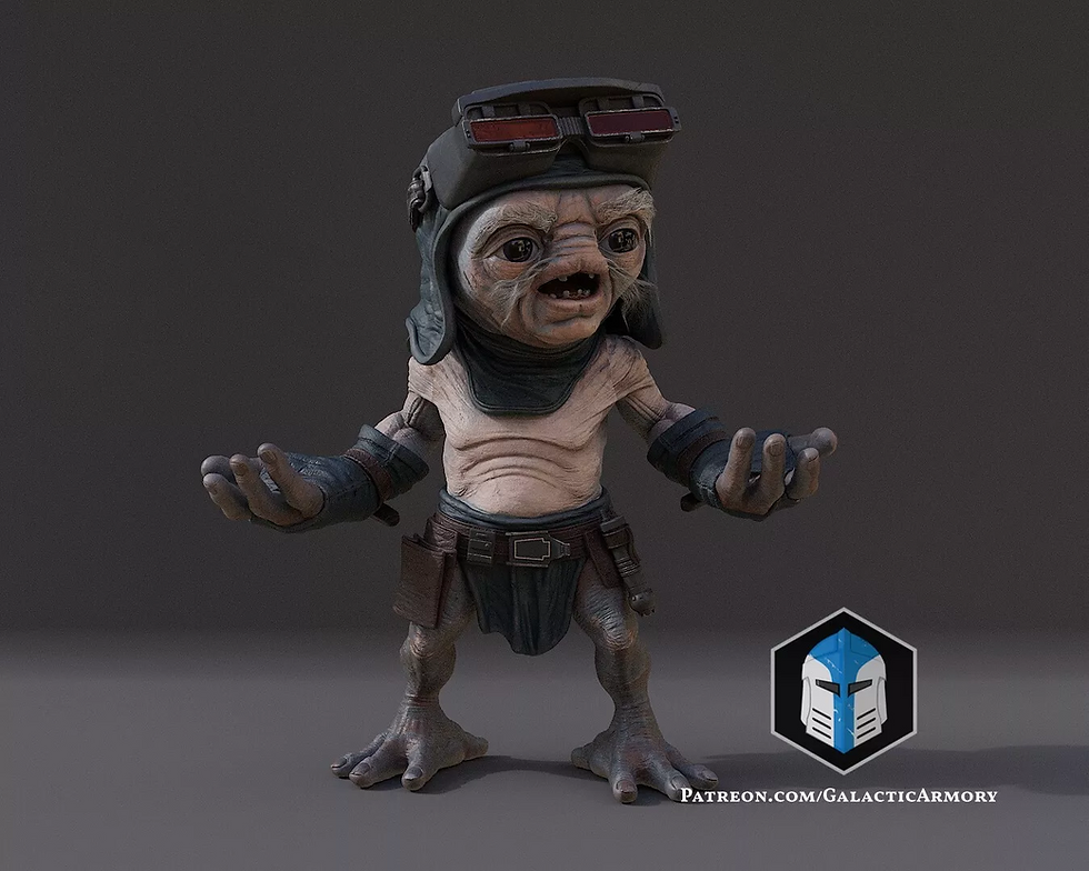 Babu Frik - 1 x Unpainted 1/1 Large Scale 3D Resin Printed Model Kit + Base - GA