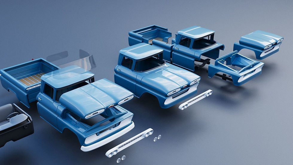 縮圖：1961 年雪佛兰 C10 PickUp Ute 右舵或左舵 3D 打印全套模型套件 O/H/B