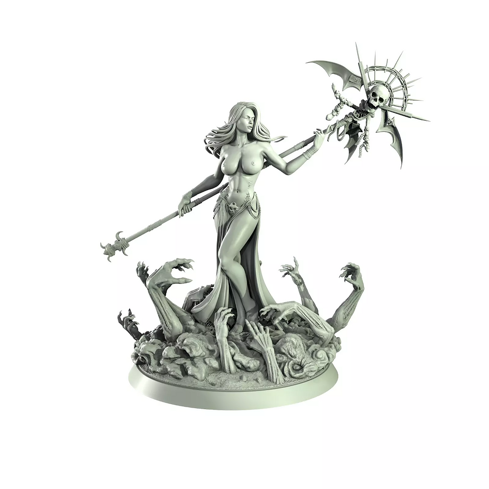 Miniatura: Nigromante pin-up (no apto para el trabajo) en topless - Kit de modelo de resina impreso en 3D sin pintar + base - COS