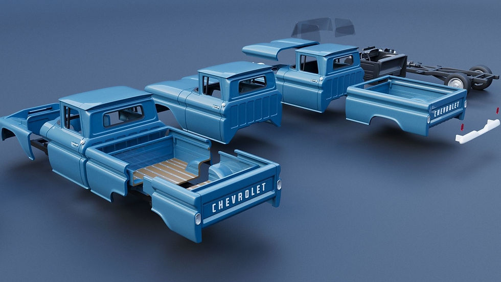 Miniaturbild: 1961 Chevrolet C10 PickUp Ute in RHD oder LHD 3D-gedruckter kompletter Modellbausatz O/H/B