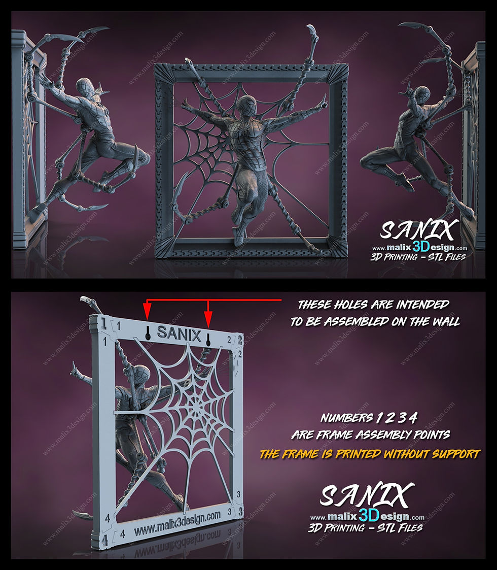Miniatyrbild: SPIDER MAN - 1 x Unpainted Large Scale 3D Resin Printed Model Kit + Frame - SAN