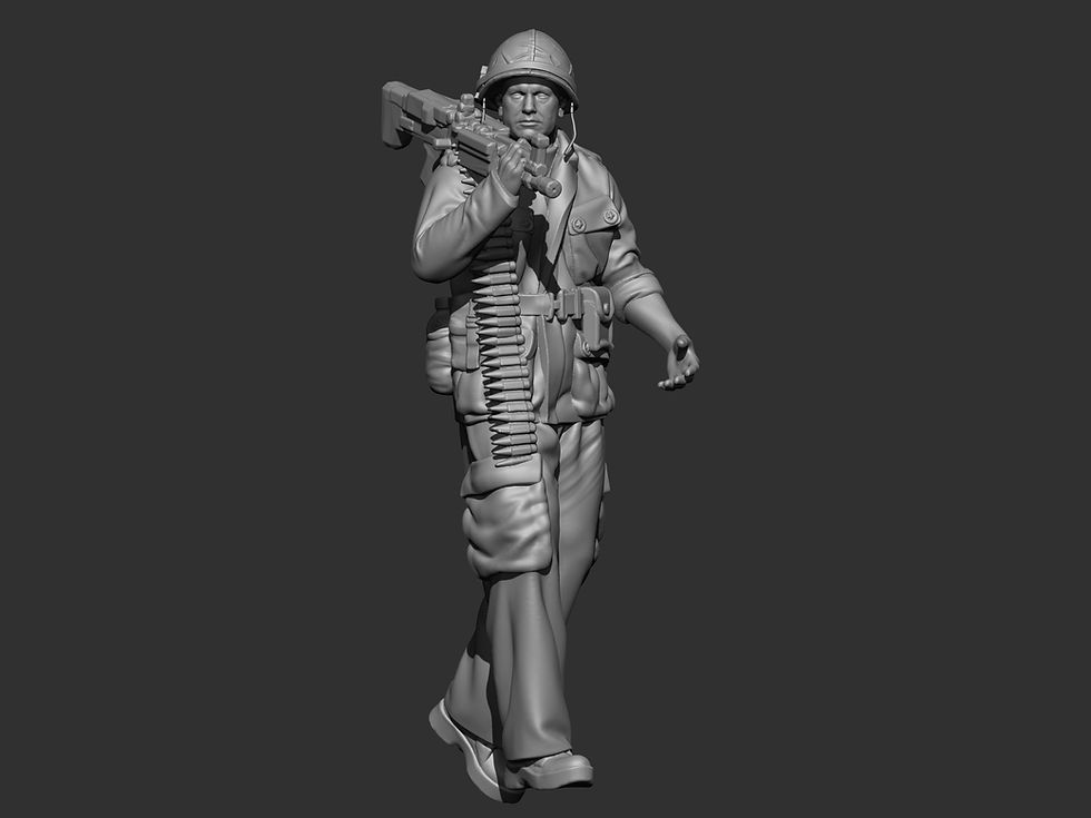 Miniatyrbild: USA Vietnam Soldat 3 - 1 x Omålad 3D Resintryckt Skalenlig Modell - SB94
