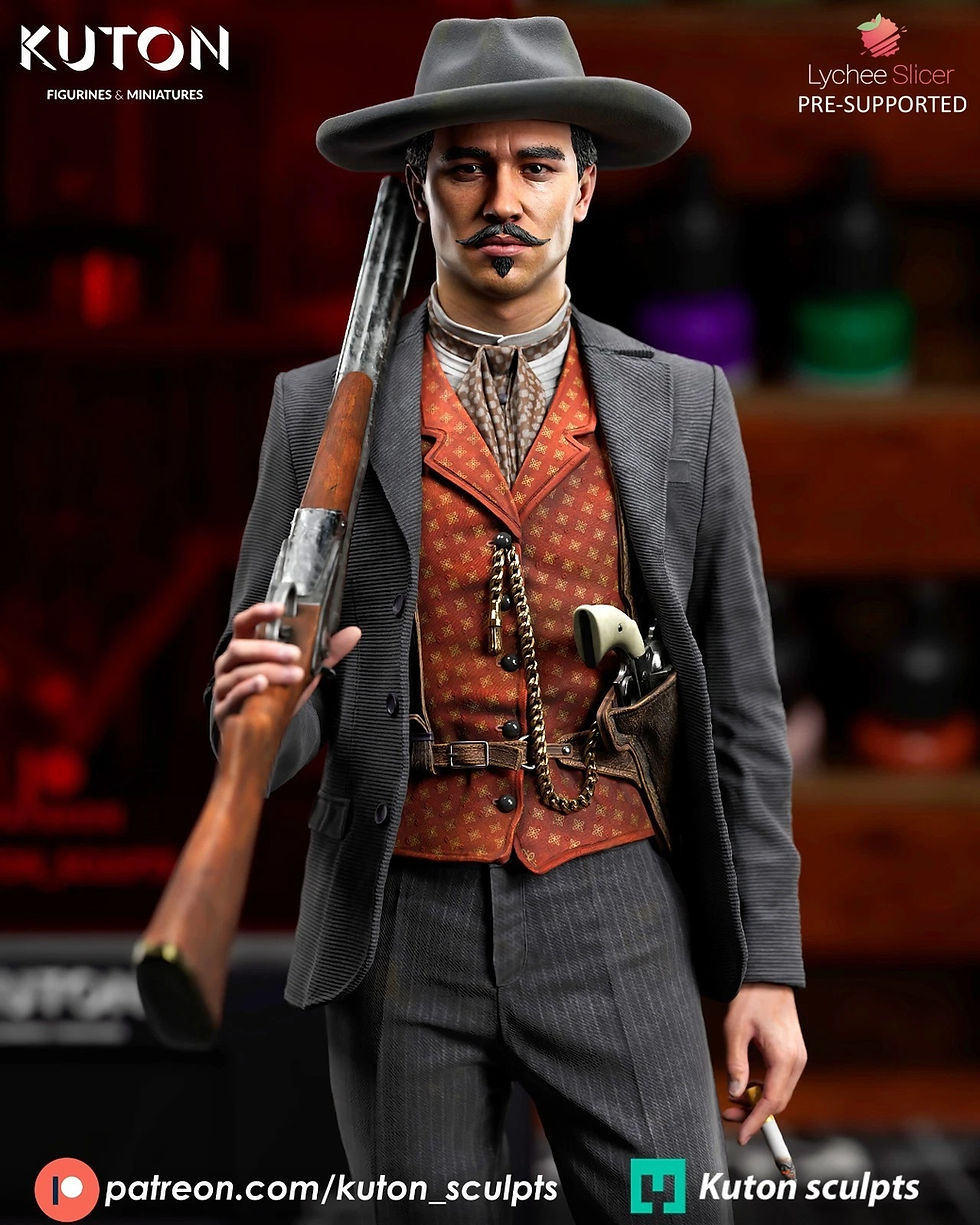 縮圖：Doc Holiday - 1 x Unpainted Large Scale 3D Resin Printed Model Kit and Base - KF