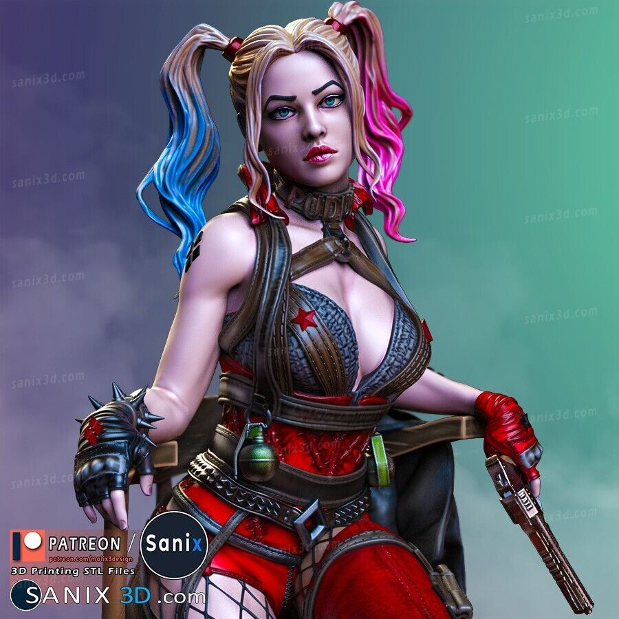 Miniatyrbild: Harley Quinn - 1 x Omålad Storskalig 3D-Hartstryckt Modellbyggsats + Bas - SAN