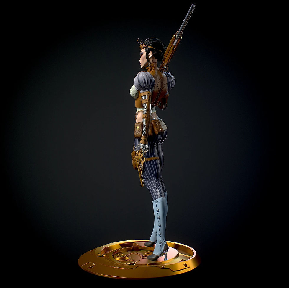 Miniatura: Lady Mechanika - 1 x Unpainted Large Scale 3D Printed Resin Model Kit +Base- YAN