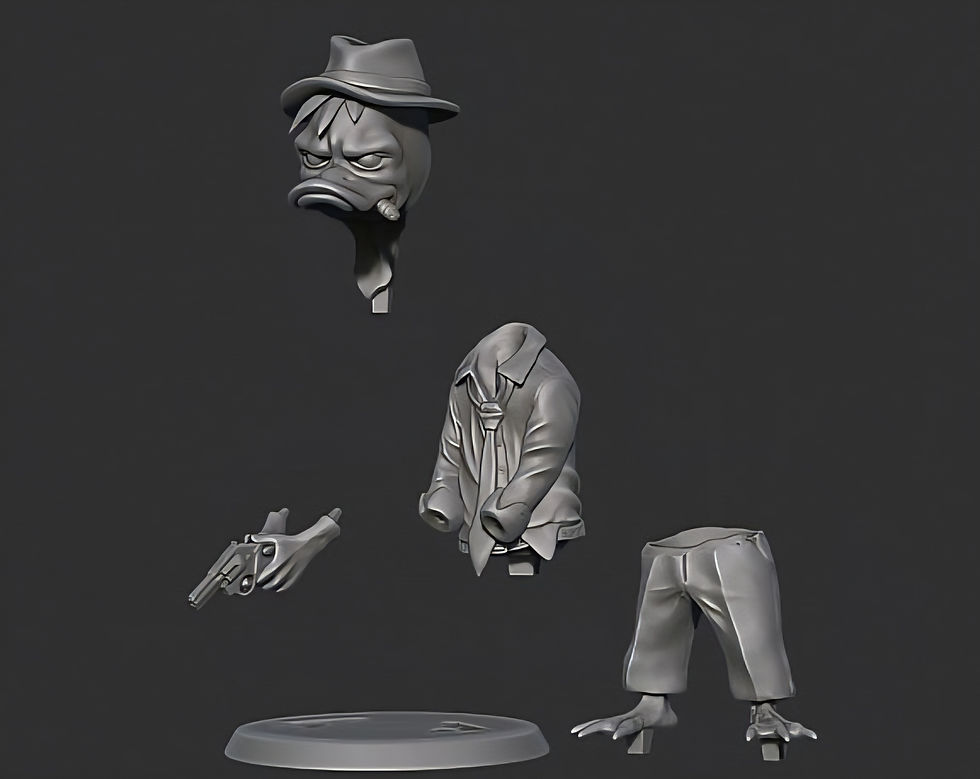 Miniaturbild: Duck Detective with a Gun - 1 x Unpainted Large 3D Resin Printed Model Kit- KCSM