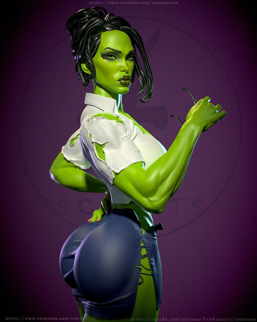 Miniatura: Ona - Hulk Zielony - 1 x Niepomalowany Duży Model Żywiczny 3D i Podstawa - YAN