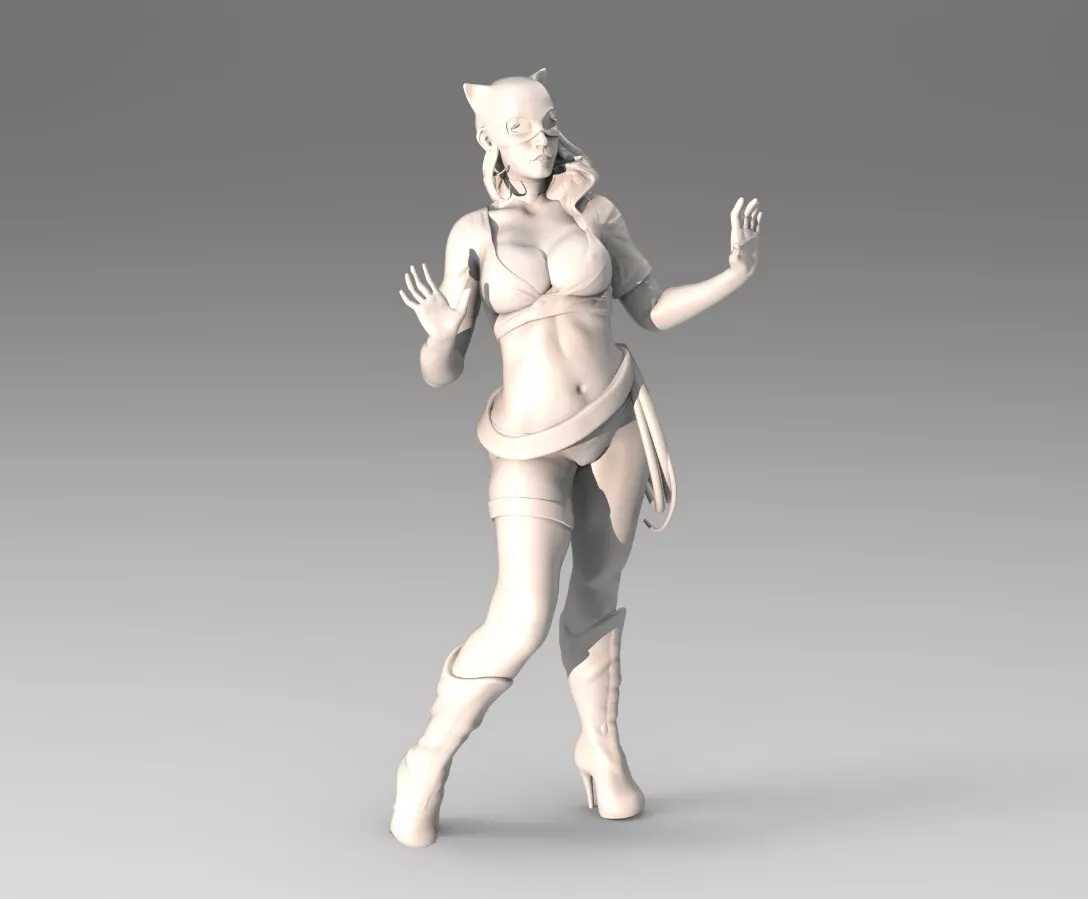 蝙蝠女 - 1 x 未上漆 3D 树脂印刷模型套件和底座 - 各种比例 - XD