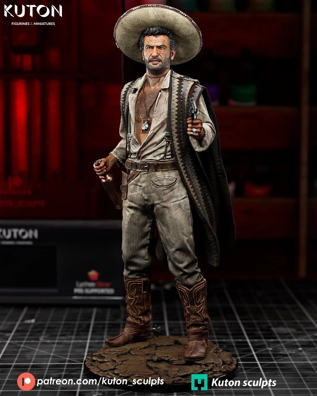 Ugly Cowboy - 1 x Unpainted Large Scale 3D Resin Printed Model Kit and Base - KF