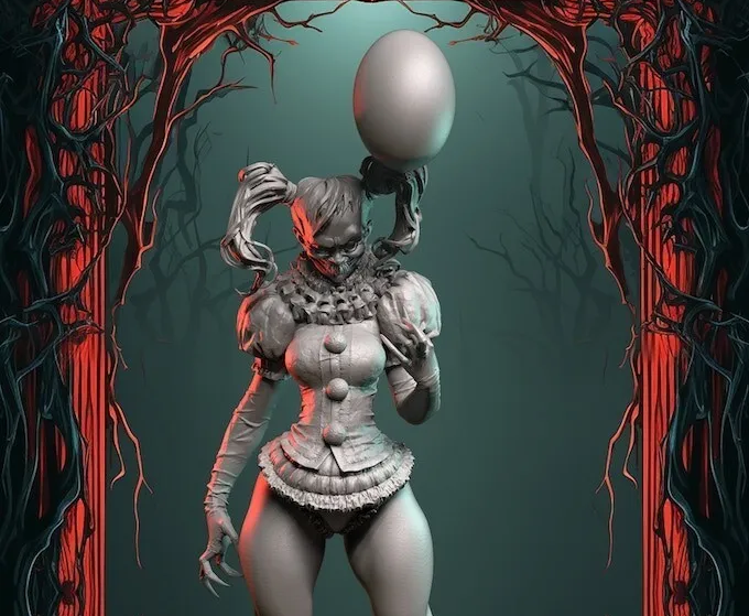 ペニーワイズ - シニスター・シスターズ 1 未塗装 3D レジンプリントモデルキット + ベース - PCS