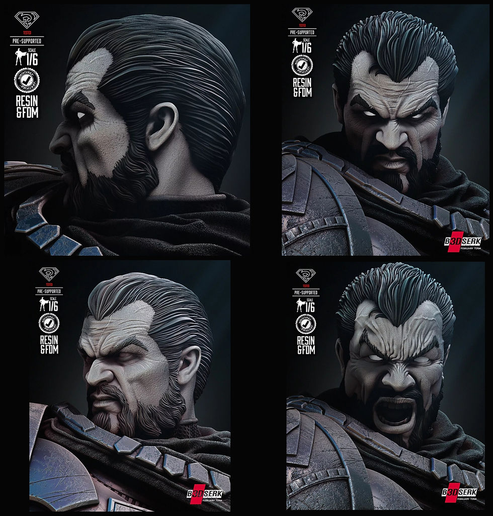 Miniatyrbild: Zod och Superman - 2 x Omålade Storskaliga Resinmodellbyggsatser och Bas - B3D