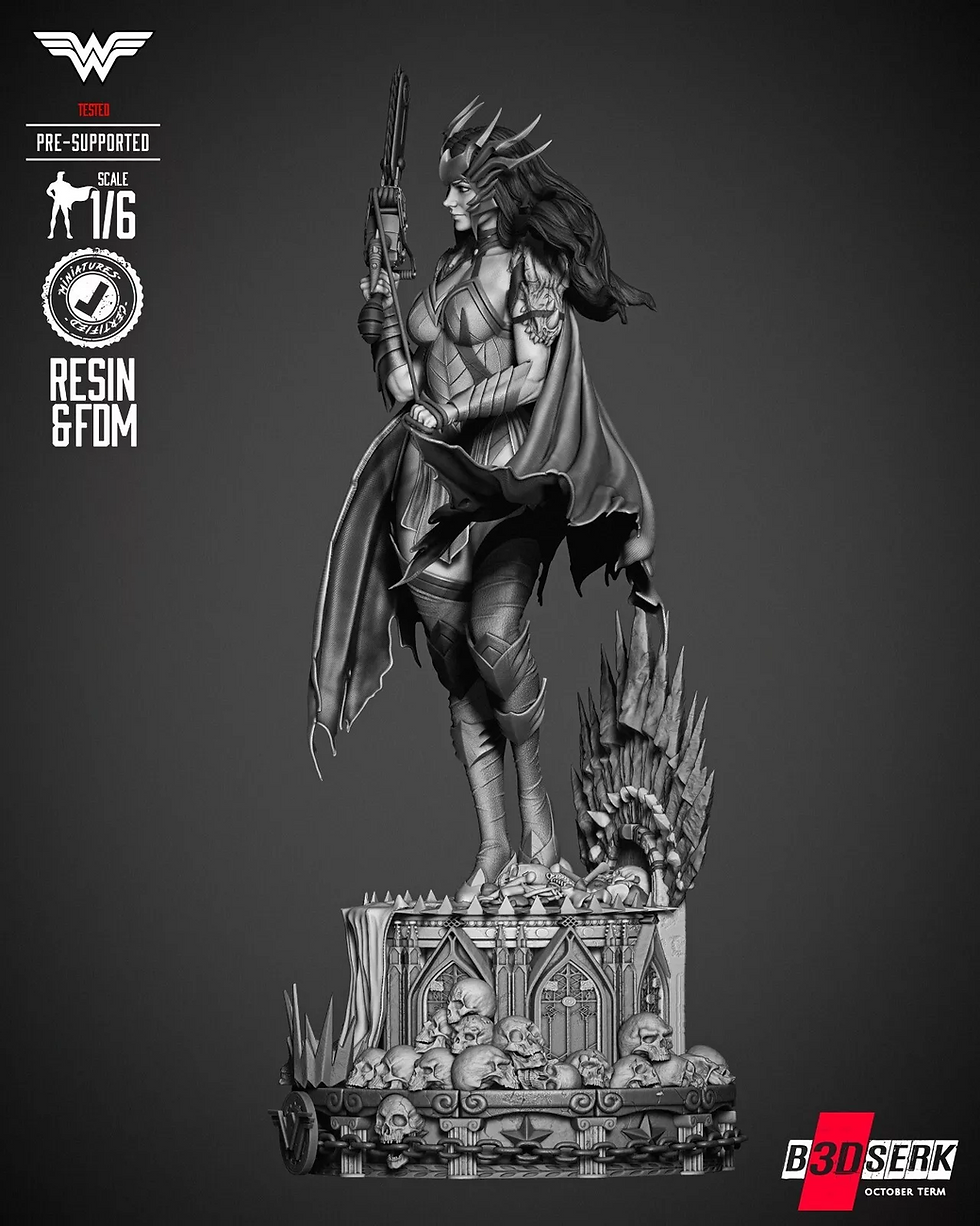 Miniatura: Wonder Woman Death Metal - Kit de modelo de resina 3D a gran escala sin pintar + base - B3D
