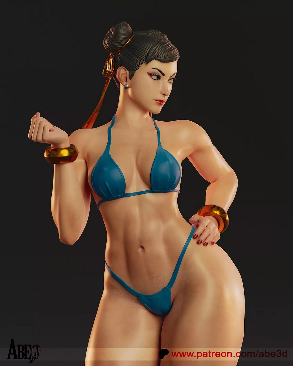 Miniaturbild: Chun Li Bikini – 1 unbemalt – Resin-Modellbausatz + Base abe – in verschiedenen Maßstäben