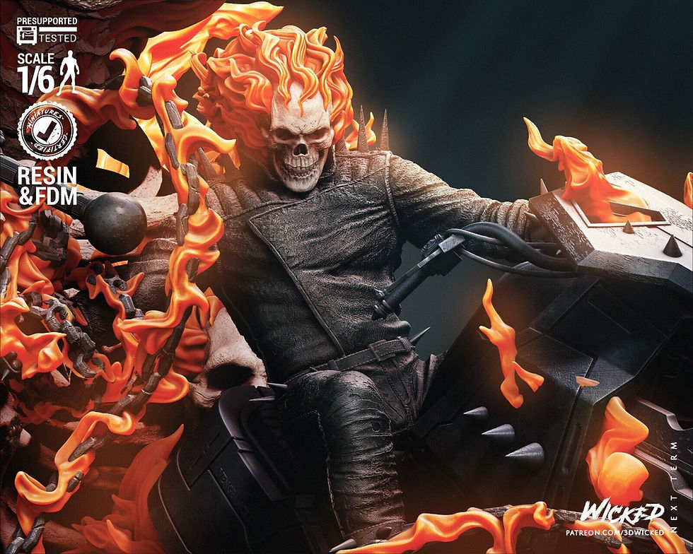Thumbnail: Ghost Rider Diorama - 1 x Kit Model Resin 3D Skala 1/6 yang Tidak Dicat dan Basis - W3D
