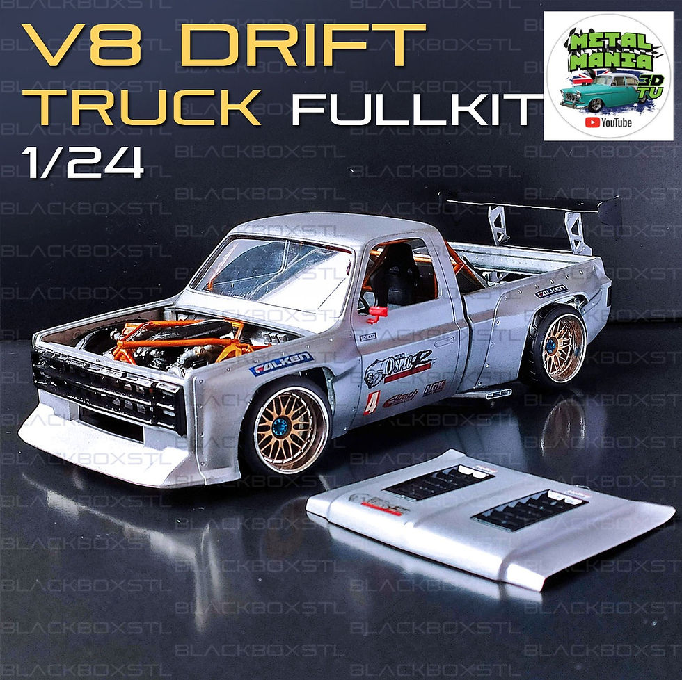 Miniature : Camion de drift V8 (conduite à droite ou à gauche) - Kit de modèle en résine imprimé en 3D (échelles 1/24 et 1/25)