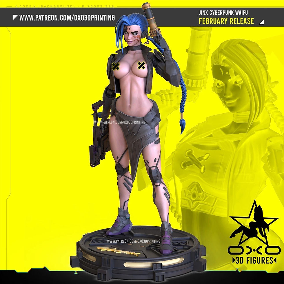 Miniaturbild: Jinx CyberPunk NSFW - 1 x Unpainted Large Scale 3D Resin Printed Model Kit - OXO