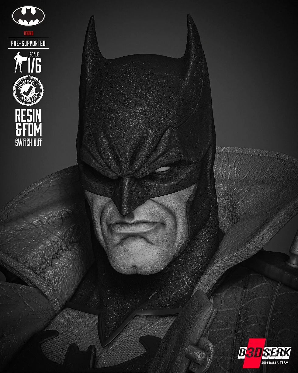 Thumbnail: Batman Dark Nights - V1 - 1 x Unpainted Large 3D Resin Model Kit and Base - B3D