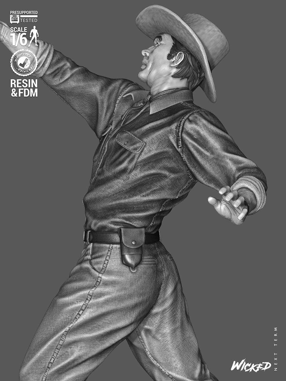 Miniatyrbild: Jurassic Park - Dr Alan Grant- 1 Unpainted Large 3D Resin Printed Model Kit -W3D