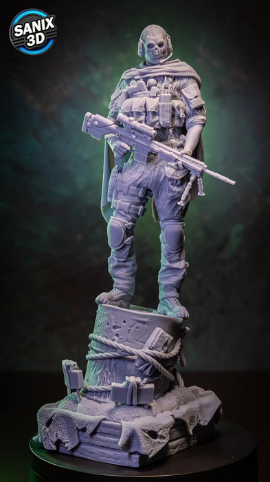 縮圖：幽灵 (COD) - 1 x 未上漆大型 3D 树脂打印模型套件和底座 - SAN