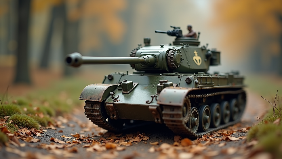 Close-up view of detailed model tank kit