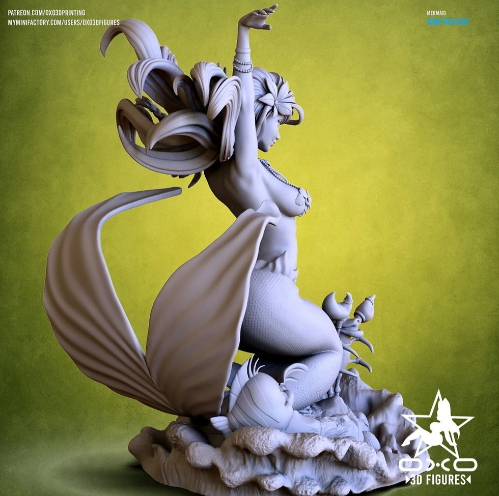 縮圖：Mermaid - 1 x Unpainted Large Scale 3D Resin Printed Model Kit and Base - OXO