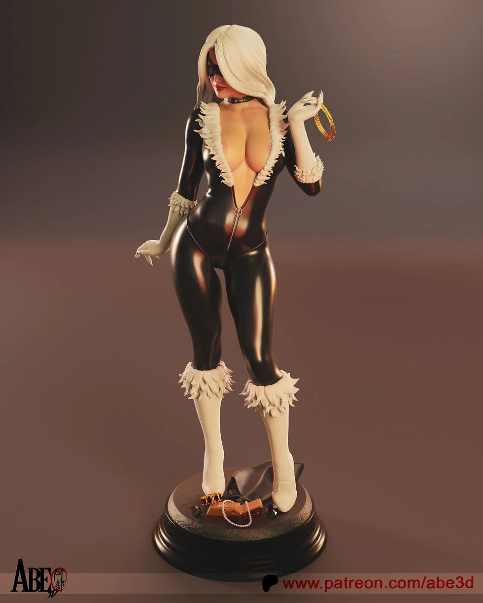Miniature : Black Cat - 1 x Unpainted Large Scale 3D Resin Printed Model Kit and Base - ABE