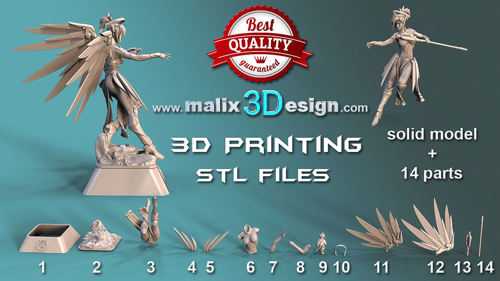 Thumbnail: Mercy - 1 x Unpainted Large Scale 3D Resin Printed Model Kit and Base - SAN