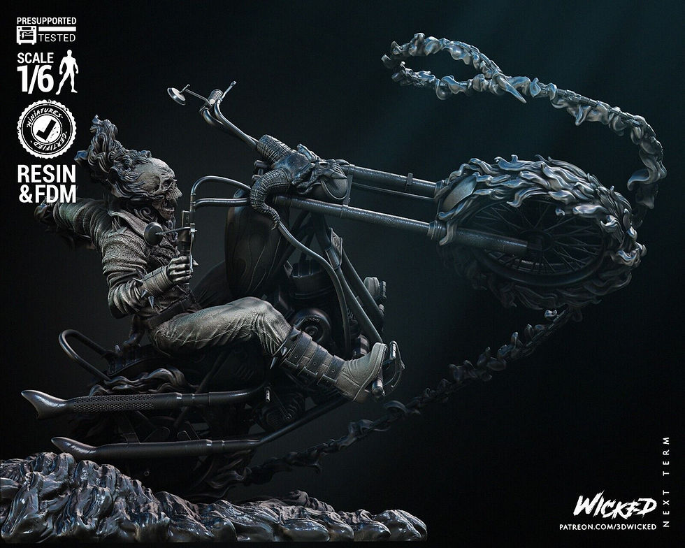 Thumbnail: Ghost Rider Diorama - 1 x Unpainted Large Scale 3D Resin Model Kit and Base- W3D