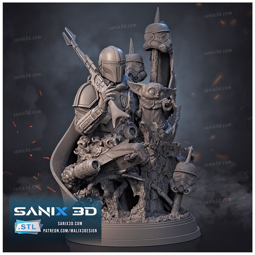 Miniatura: Star Wars MANDO -1 x Kit de modelo impreso en resina 3D a gran escala sin pintar + Base - SAN