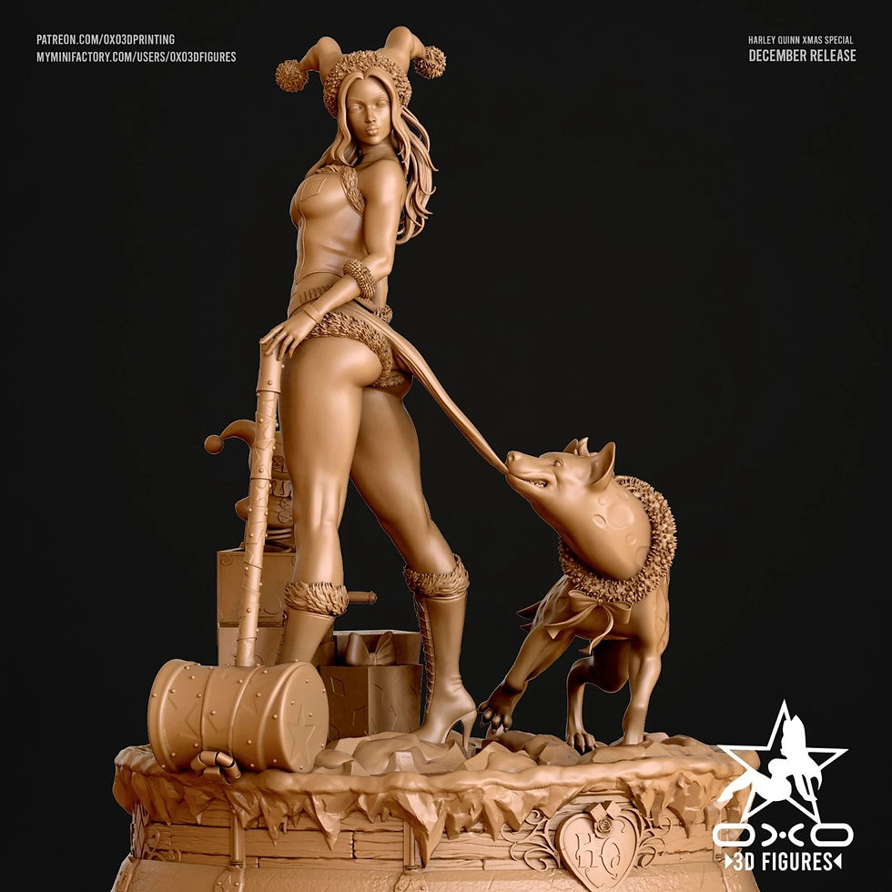 Miniatyrbild: Harley Quinn Xmas - 1 Unpainted Large Scale 3D Resin Printed Model Kit +Base OXO