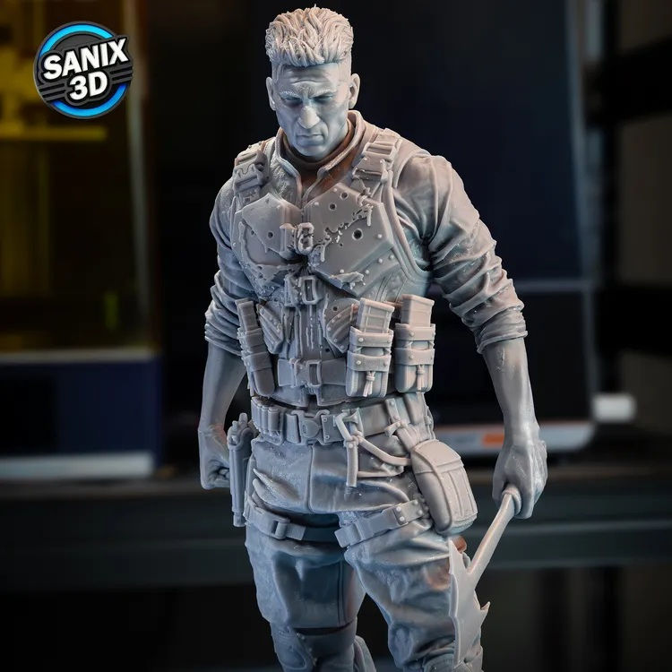 Miniature : The PUNISHER - 1 x Unpainted Large Scale 3D Resin Printed Model Kit + Base - SAN