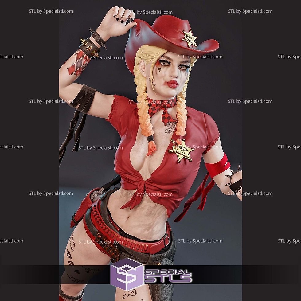 Miniatura: Harley Quinn Cowgirl - 1 x Niepomalowany, duży model żywiczny 3D + podstawa - SPS
