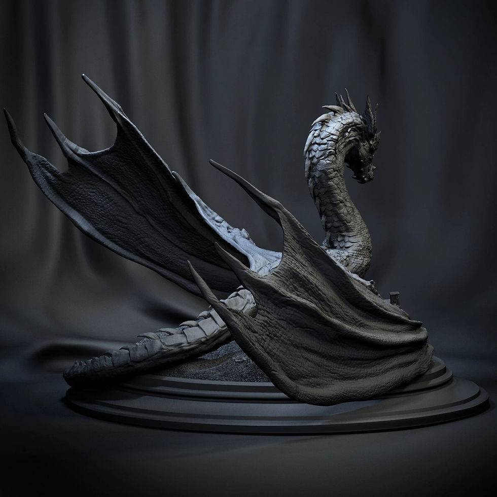 サムネイル： Smaug - 1 x Unpainted Large Scale 3D Resin Printed Model Kit and Base - CA3D