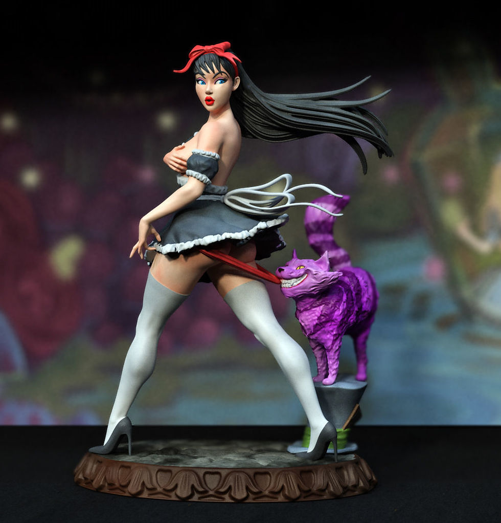 Thumbnail: Alice - NSFW - 1 x Unpainted 1/24 - 75mm Scale 3D Resin Model Kit and Base - E3D