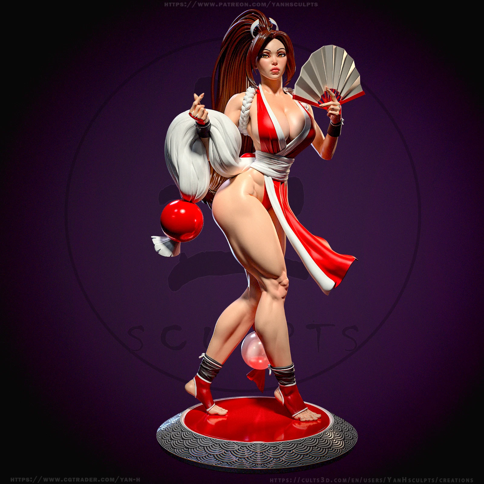 Mai Shiranui - 1 x Kit Model Resin 3D Skala Besar yang Tidak Dicat dan Basis - YAN