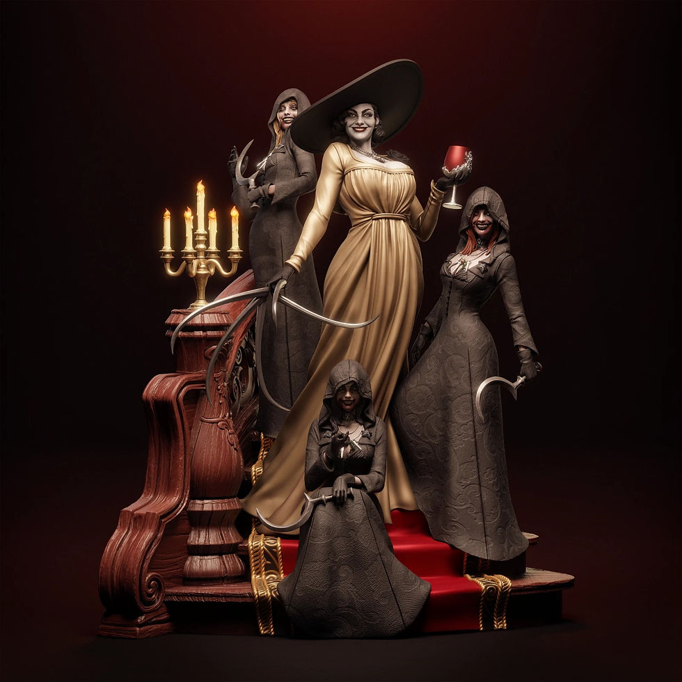 Miniature : Lady Dimitrescu - 1 Unpainted Large Scale 3D Resin Printed Model Kit +Base- CA3D
