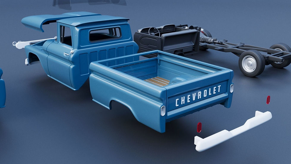 Miniaturbild: 1961 Chevrolet C10 PickUp Ute in RHD oder LHD 3D-gedruckter kompletter Modellbausatz C/H/B