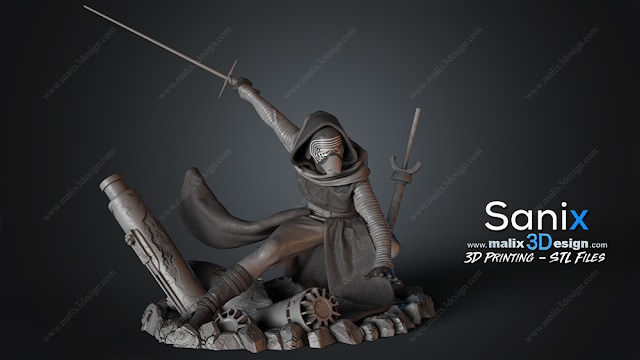 サムネイル： スター・ウォーズ カイロ・レン - 未塗装大型3Dレジンプリントモデルキット 1体 - SAN