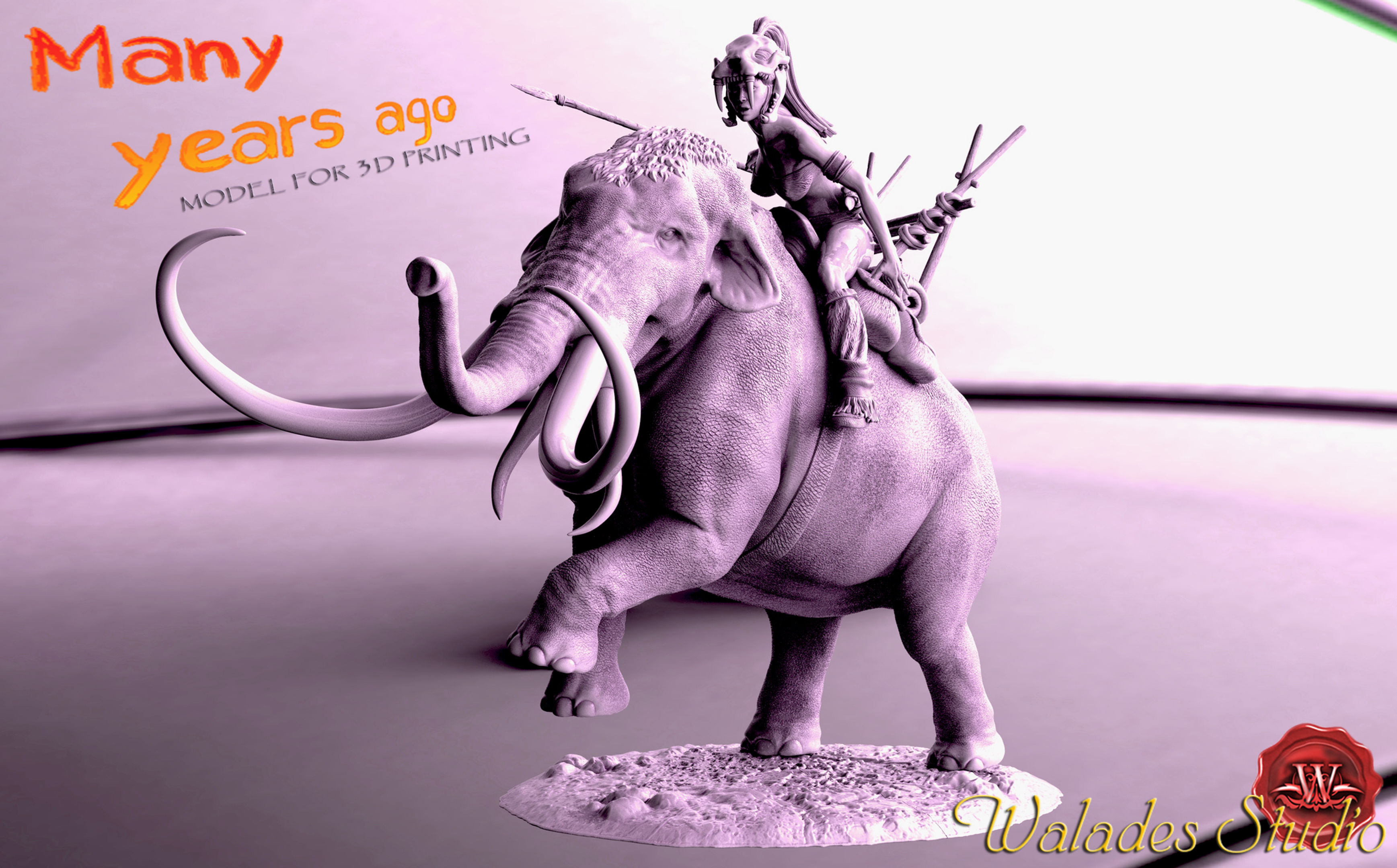 Many Years Ago Elephant - 1 x Unpainted 3D Resin Printed Model Kit + Base - WS