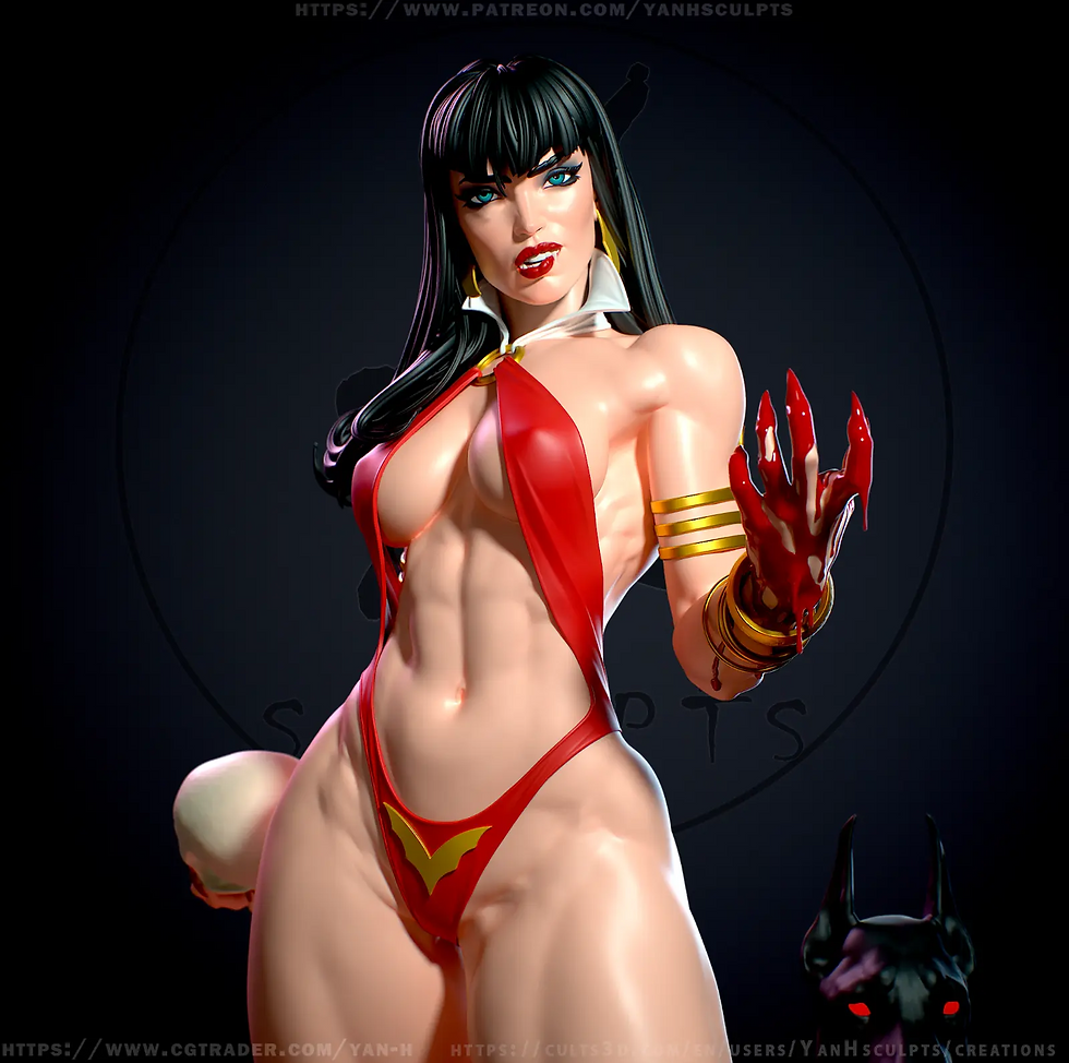 Miniaturbild: Vampirella + Hund – 1 x unbemalter 3D-Harzmodellbausatz im großen Maßstab und Basis – YAN