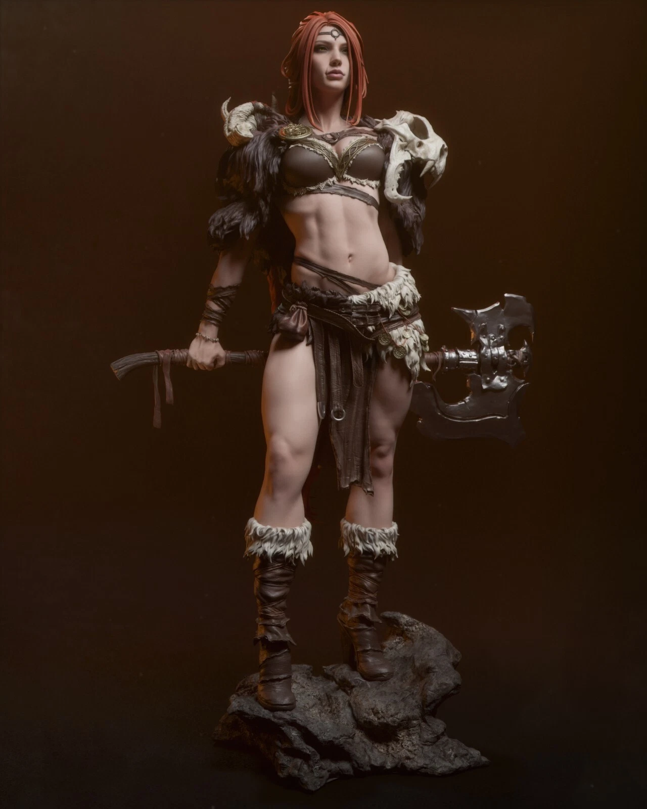 Barbarian Queen - 1 x Unpainted Large 3D Resin Printed Model Kit and Base - ca3d