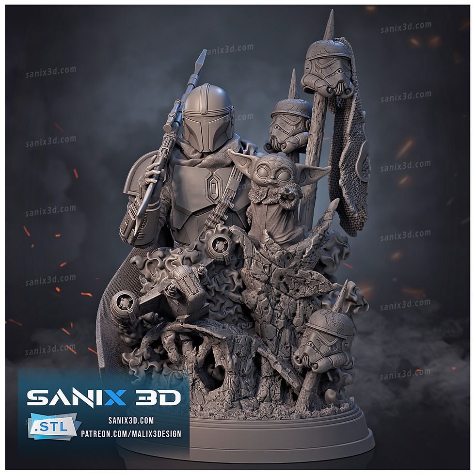 Miniature : Star Wars MANDO - 1 x Kit de modèle en résine imprimée 3D à grande échelle non peinte + base - SAN