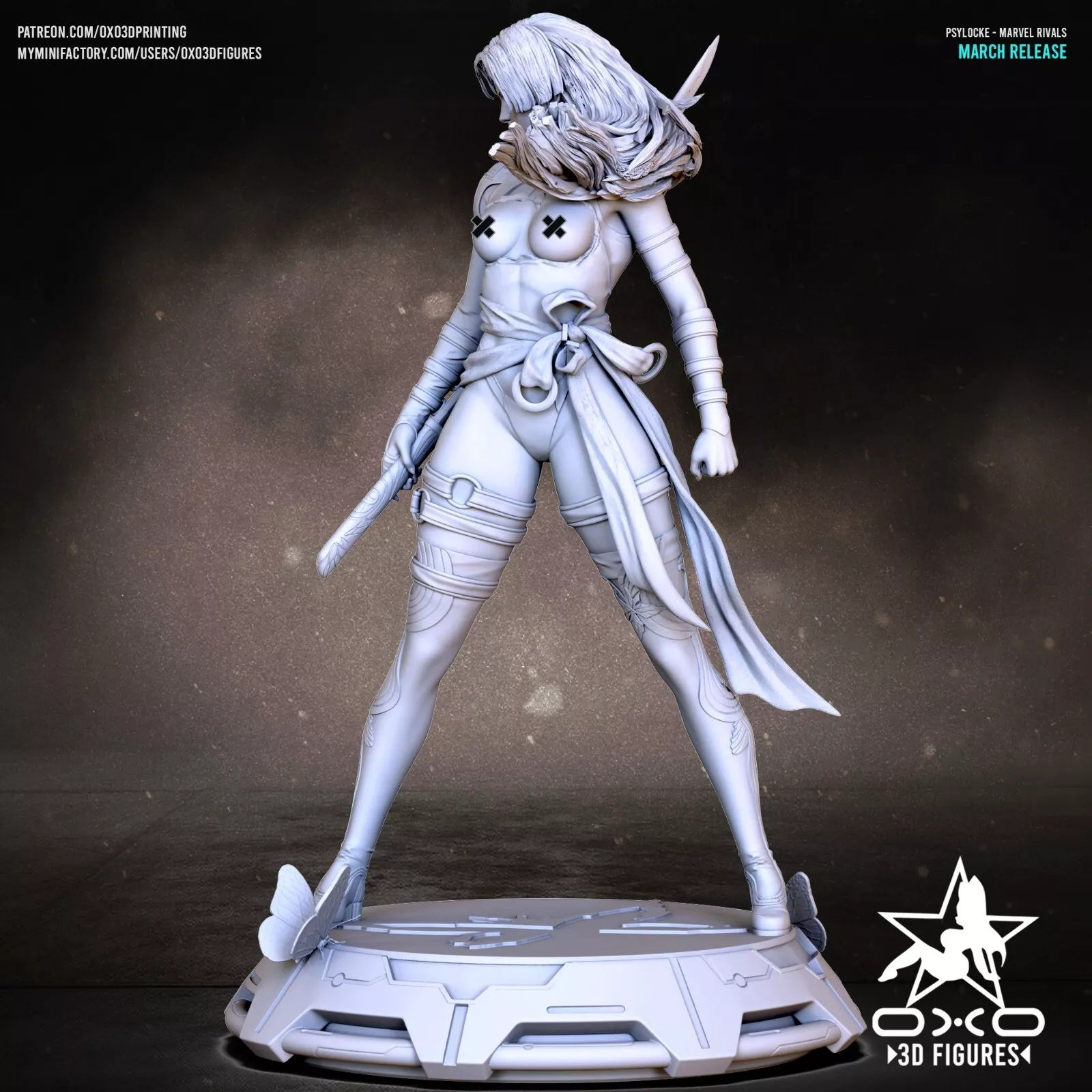 Psylock - NSFW - 1 x Niepomalowany, duży, 3D, żywiczny model do sklejania +podstawka - OXO