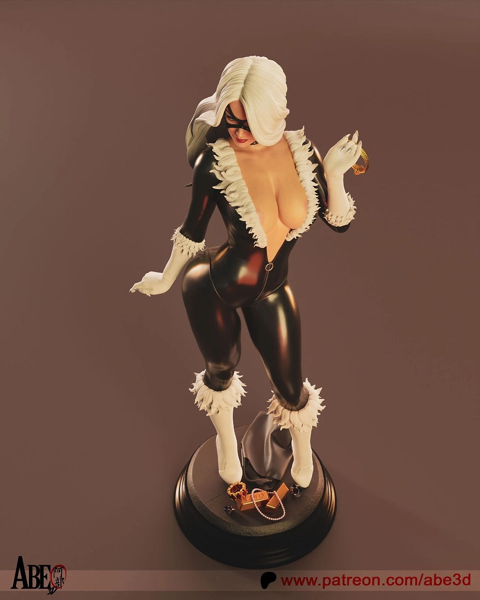 Miniatura: Black Cat - 1 x Unpainted Large Scale 3D Resin Printed Model Kit and Base - ABE