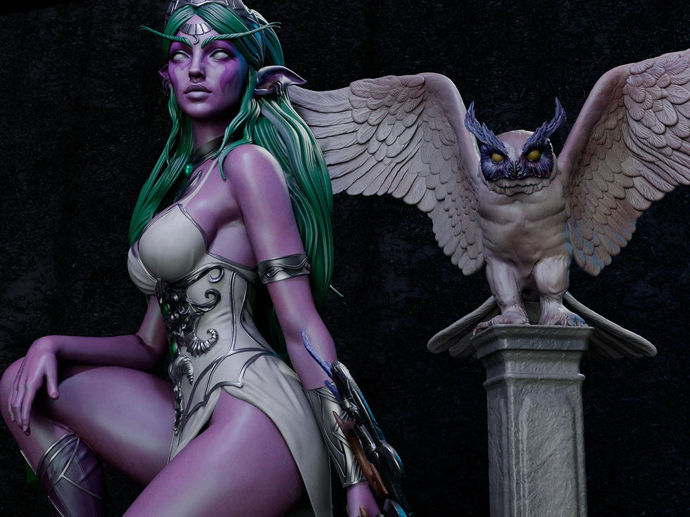 Miniatyrbild: Tyrande - 1 x Unpainted Large Scale 3D Resin Printed Model Kit and Base - CA3D