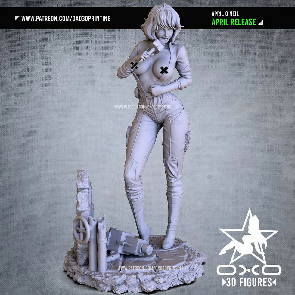 Thumbnail: April O Neil - NSFW- 1 x Unpainted Large 3D Resin Printed Model Kit + Base - OXO