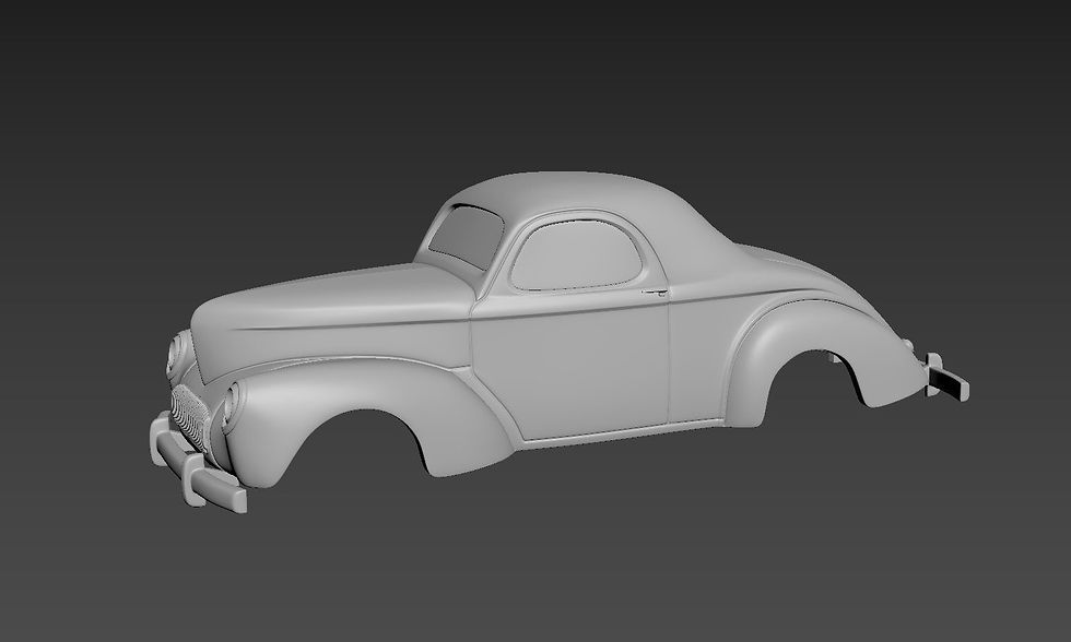 Miniatyrbild: 1941 Willys Coupé ENDAST Kaross - Olika skalor tillgängliga - 3D-hartstryckt