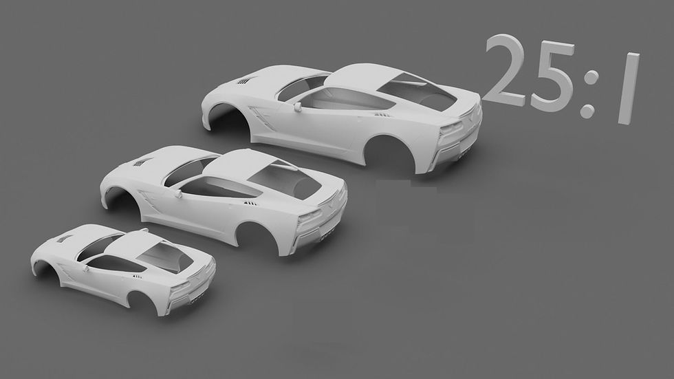 Miniatura: Chevrolet Corvette Stingray C7 - En varias escalas - Carrocería impresa en resina 3D - H3D
