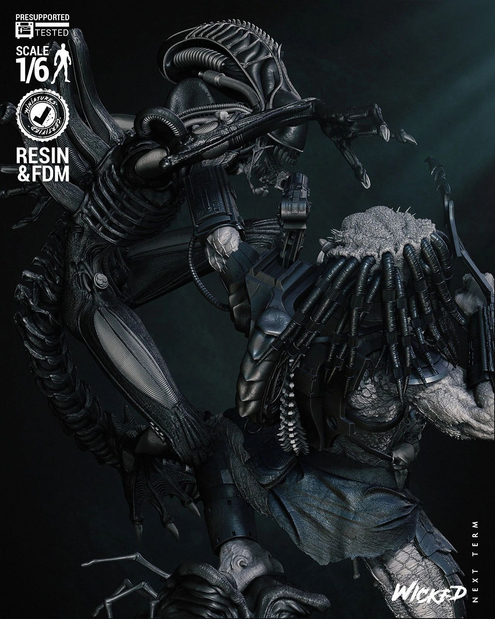 Miniaturbild: Predator VS Alien Diorama - 1 x Unpainted Large 3D Resin Printed Model Kit - W3D